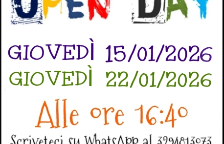 Open Day per iscrizioni anno 2026/2027
